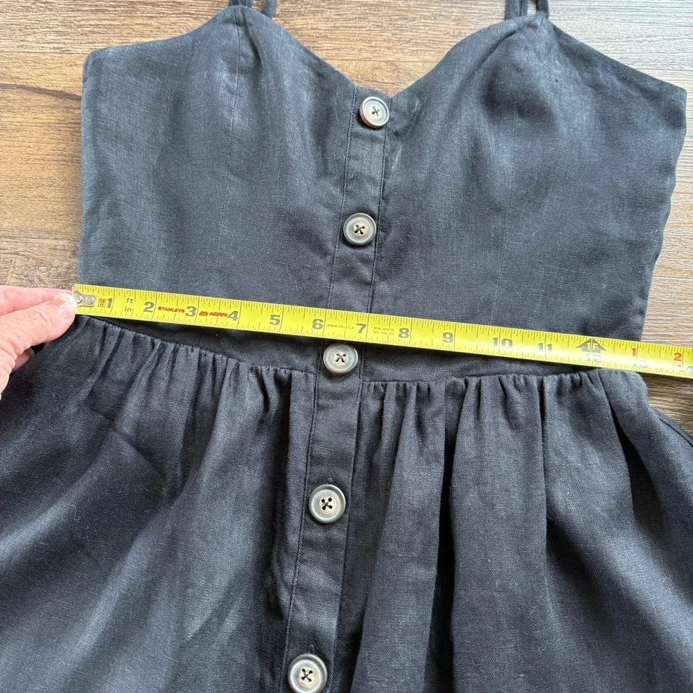 Reformation Finn chic Black linen classic minimalist Button-Down Dress 6 - Picture 7 of 11
